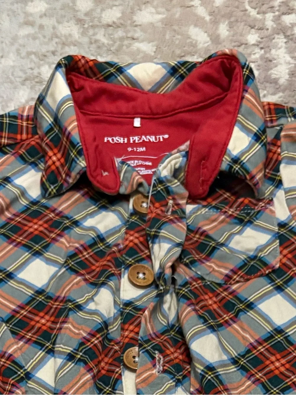 Posh Peanut Red Plaid Footed One-Piece
